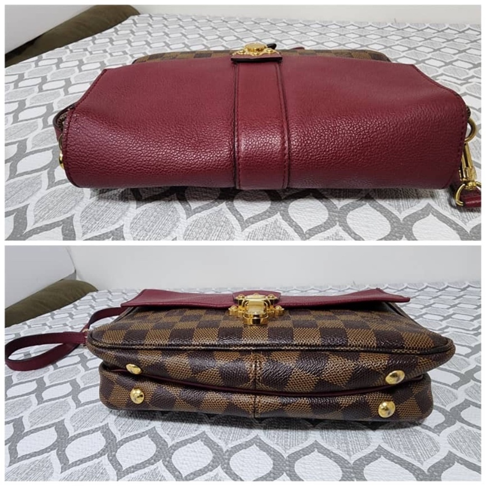 Authentic Louis Vuitton Damier Ebene Clapton PM Shoulder Bag Brown/Wine - Picture 10 of 13